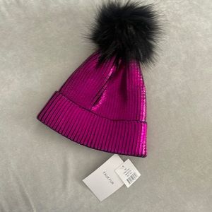 NWT Adrienne Landau Faux Fur Pom-Pom Beanie